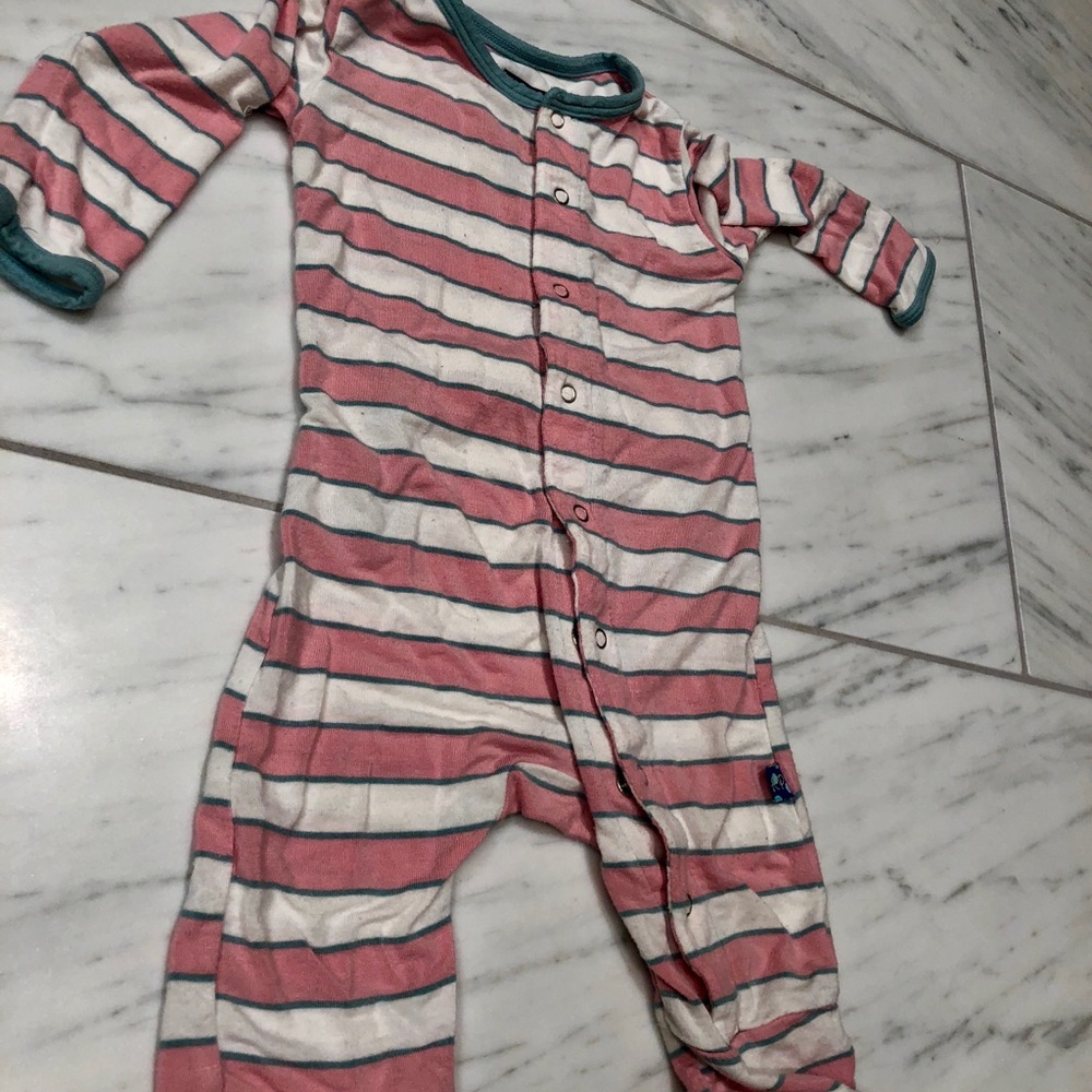 Pink and white striped coveralls